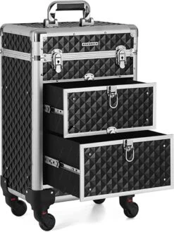 Cosmetic Case Trolley - Professionele Make-up Case - Kapperskoffer Met 4 Uitneembare Wielen -Bagageopslag 899x1200 8