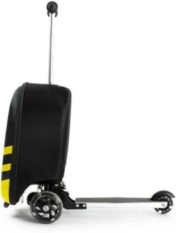 Rolkoffer Trolley Voor Kinderen | Geel | Trolley | Tas Kind | Bagagekoffer | Step Jongen | Vliegtuig Nekkussen | Step Met 3 Wielen | FDBW | Koffer Handbagage - 50 Kilo - Bouncy Box 40x20x25 Cm + Nekkussen Vliegtuig -Bagageopslag 907x1200 2