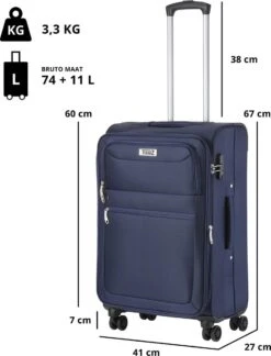 TravelZ Softspinner TSA Kofferset - 3-delige Zachte Trolleyset - Dubbele Wielen En Voorvakken Blauw 18 TravelZ Softspinner TSA Kofferset - 3-delige Zachte Trolleyset - Dubbele Wielen En Voorvakken Blauw -Bagageopslag 914x1200 4