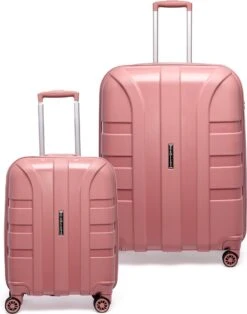 ©TROLLEYZ - Paris No.5 - Kofferset 2 Delig - 55+78cm Met TSA Slot - Dubbele Wielen - 360° Spinners - 100% Polypropyleen - Reiskoffers In Rose Blush -Bagageopslag 945x1200 4