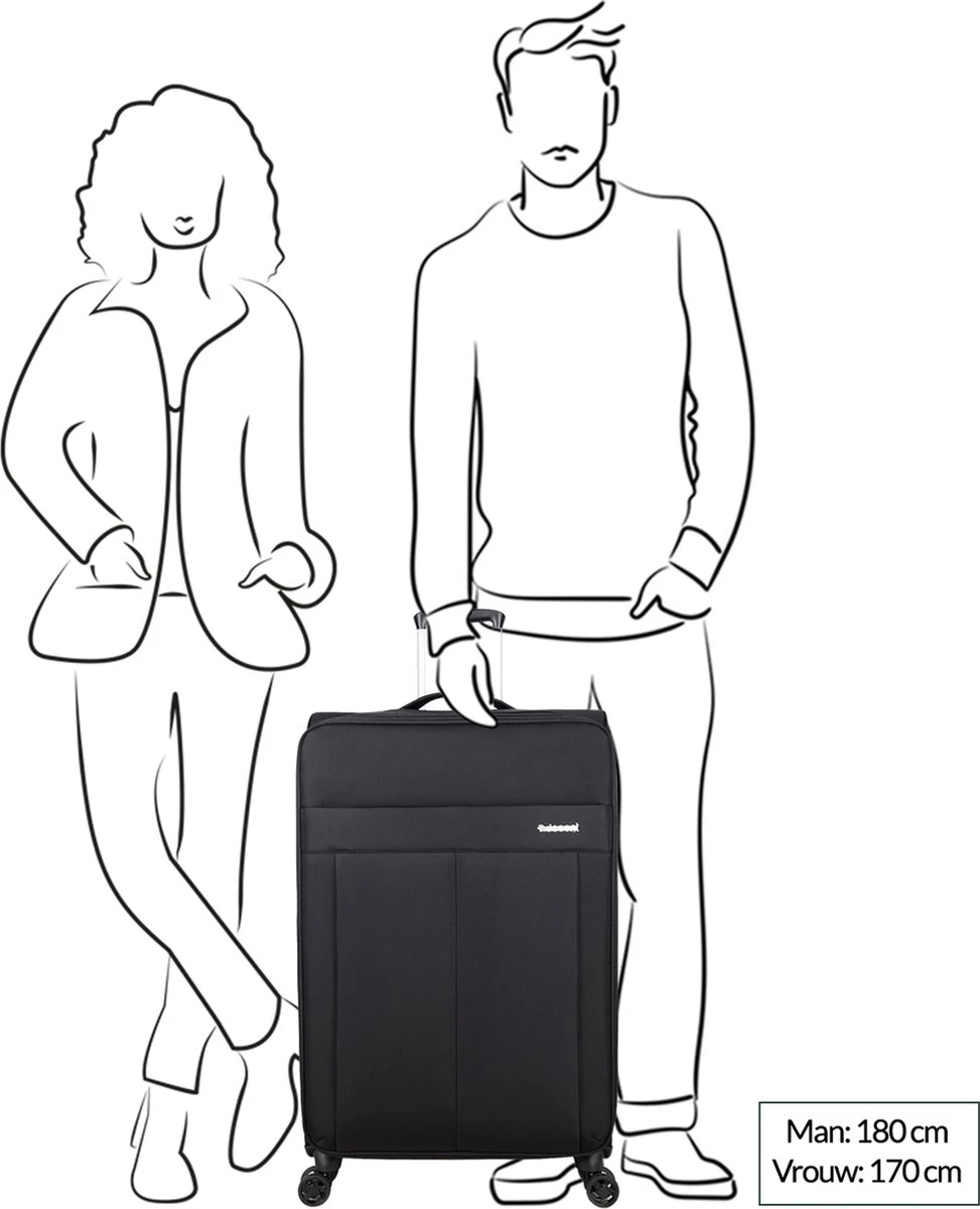 Decent D-Upright Large Koffer - 76 Cm Expandable - TSA Slot - Zwart 4 Decent D-Upright Large Koffer - 76 Cm Expandable - TSA Slot - Zwart - Afbeelding 2