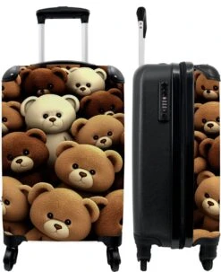 NoBoringSuitcases.com® Koffer - Knuffelbeer - Bruin - Design - Beer - Teddy - Trolley Op Wieltjes - Handbagagekoffer - Past Binnen 55x40x20 Cm En 55x35x25 Cm - Reiskoffers