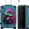 NoBoringSuitcases.com® Koffer Groot - Monstertruck - Verf - Graffiti - Roze - Neon - Trolley Koffer Met TSA-slot - Met Wielen - 90 Liter - Reiskoffer - 66 Cm -Bagageopslag 985x1200 9