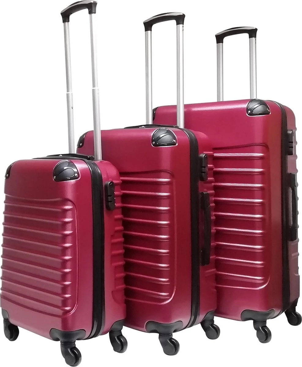Castillo Trimix 3 Delige ABS Kofferset - Bordeaux Rood 3 Castillo Trimix 3 Delige ABS Kofferset - Bordeaux Rood
