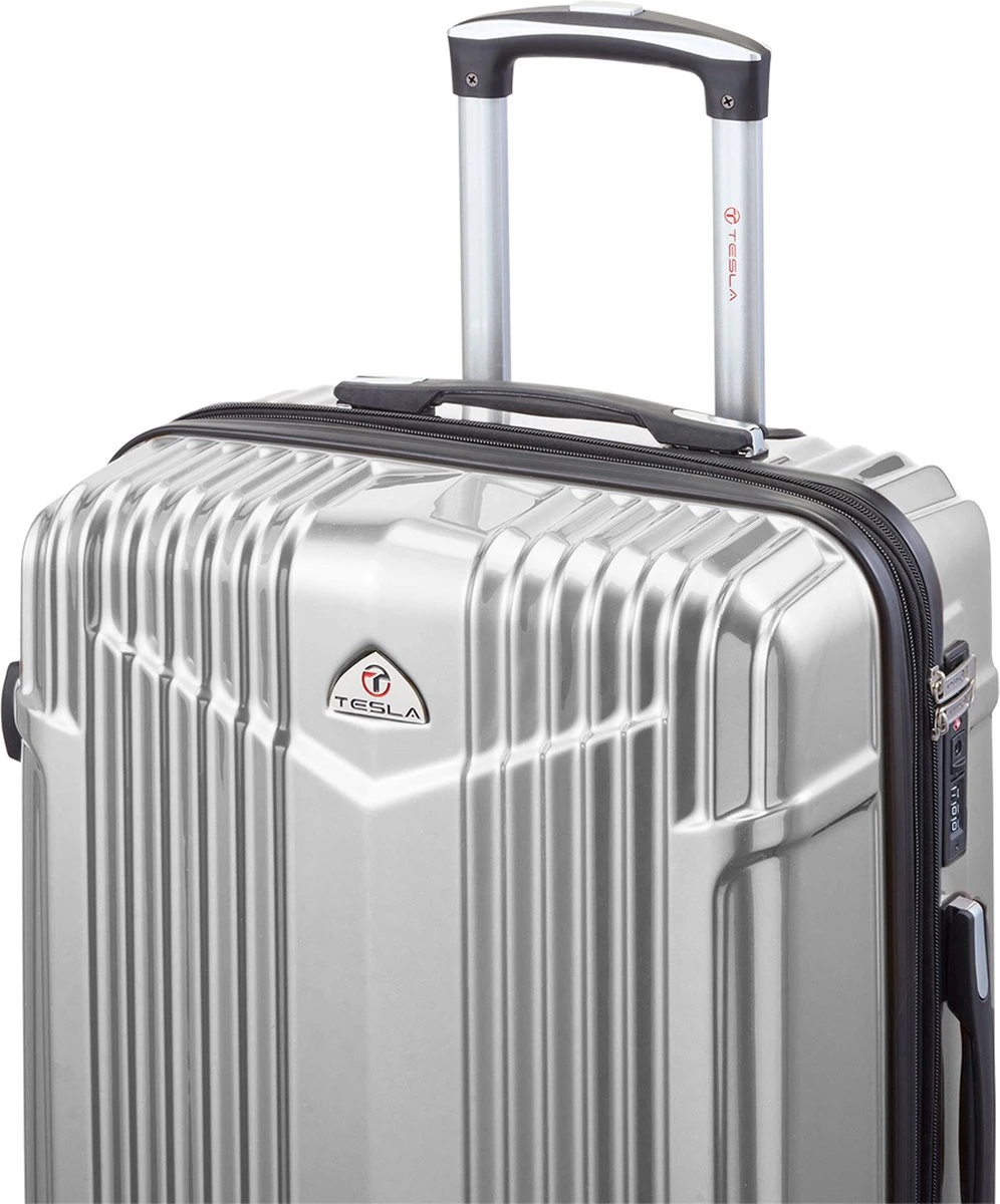 Tesla PC - Reiskoffer - 65 Cm - 4 Wielen - Zilver 6 Tesla PC - Reiskoffer - 65 Cm - 4 Wielen - Zilver - Afbeelding 4